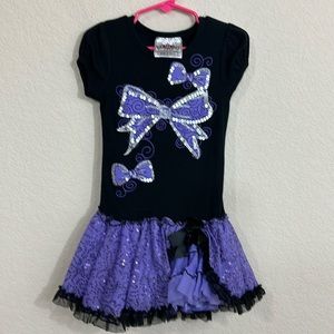 Beautees little girl’s black and purple ruffle dress size 5